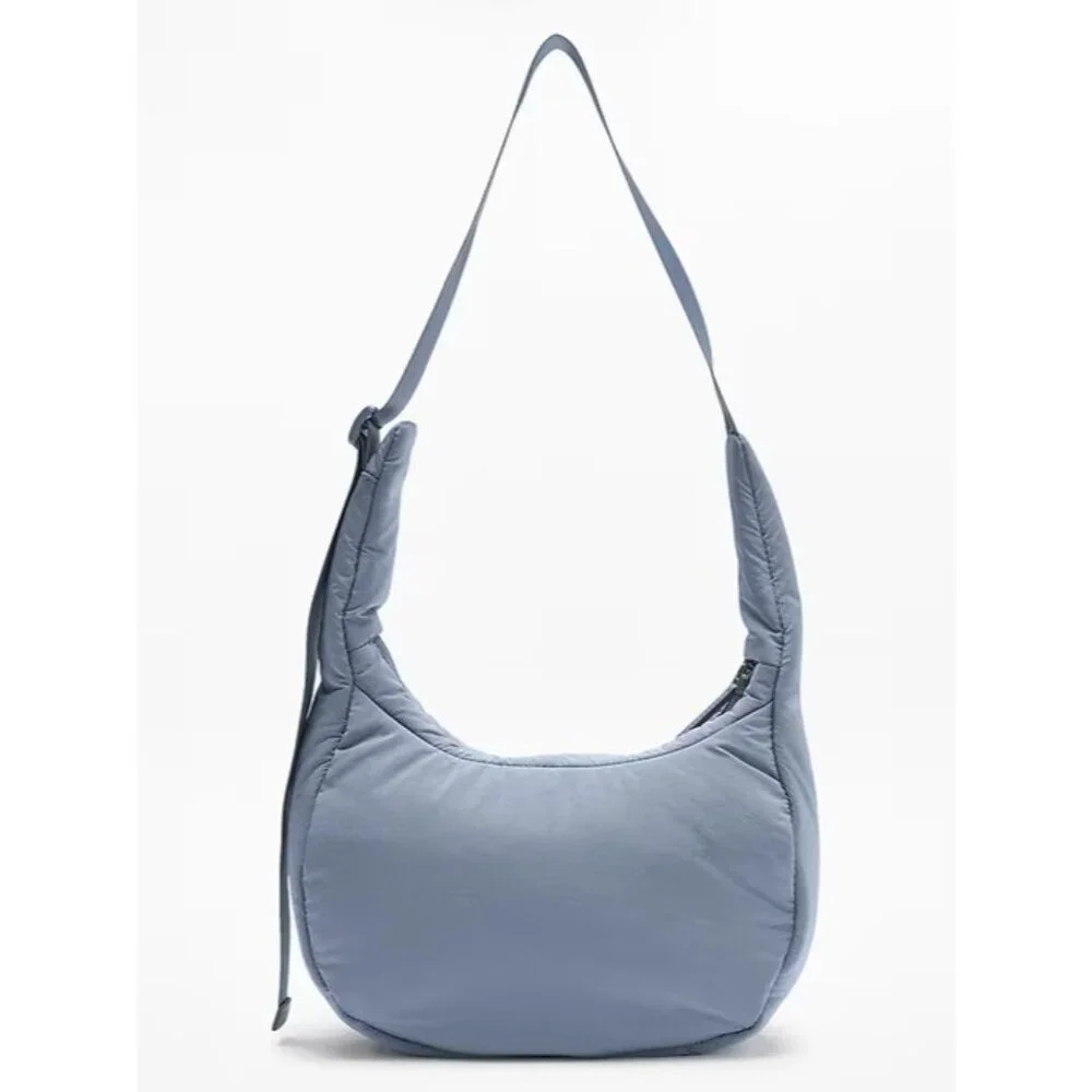 Athleta All About Sheen Small Crossbody Hobo Bag Blue Star